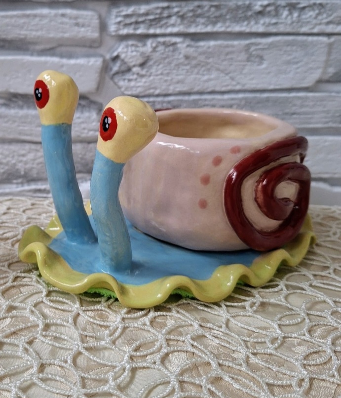 Керамическое кашпо "Улитка" из белой глины — decor din lut lucrat manual, Little Art House / Ceramic & Decoupage