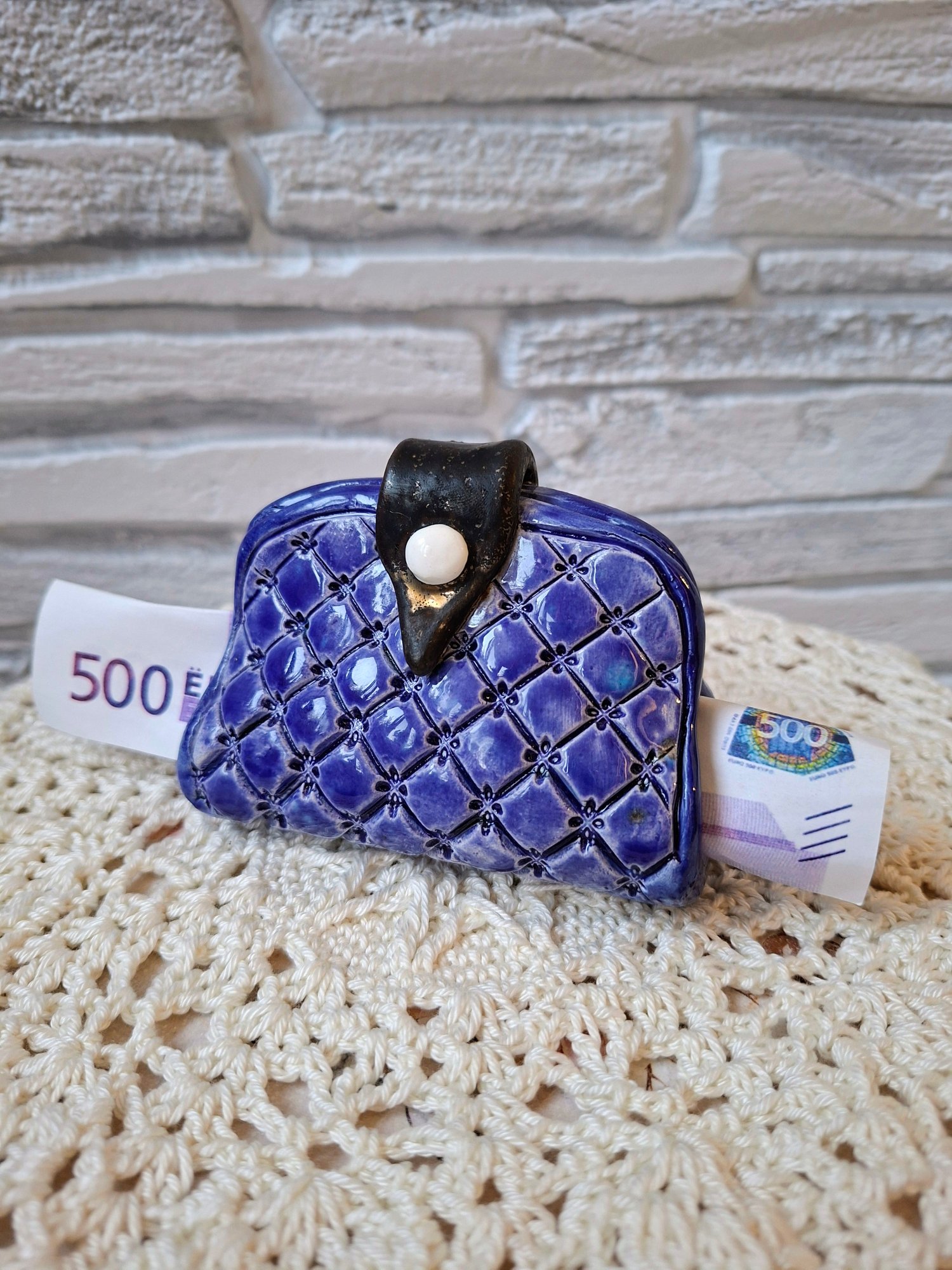 Керамическая купюрница для банкнот из белой глины. — decor din lut lucrat manual, Little Art House / Ceramic & Decoupage