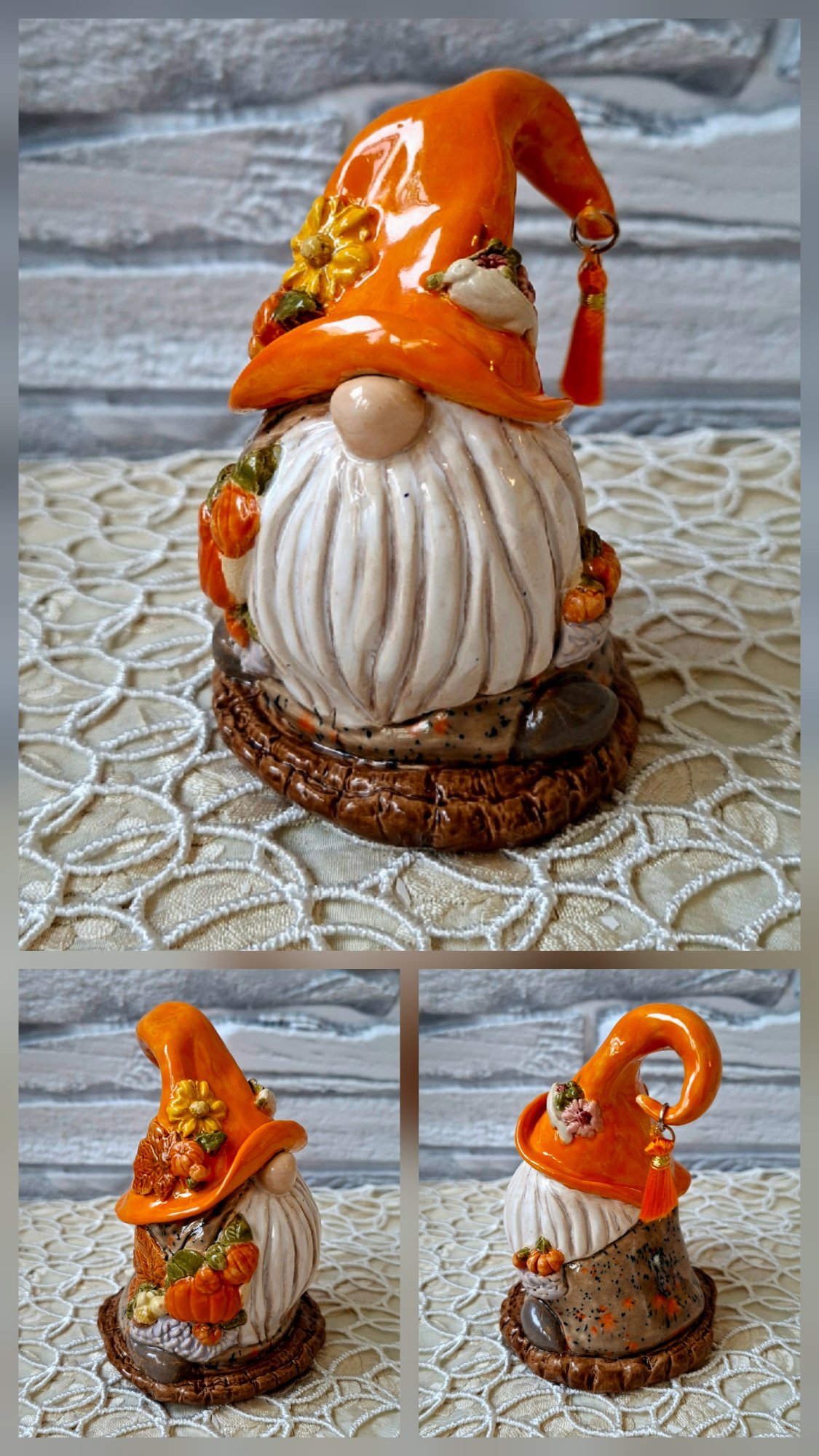 Керамический "Осенний гном" из белой глины — decor din lut lucrat manual, Little Art House / Ceramic & Decoupage