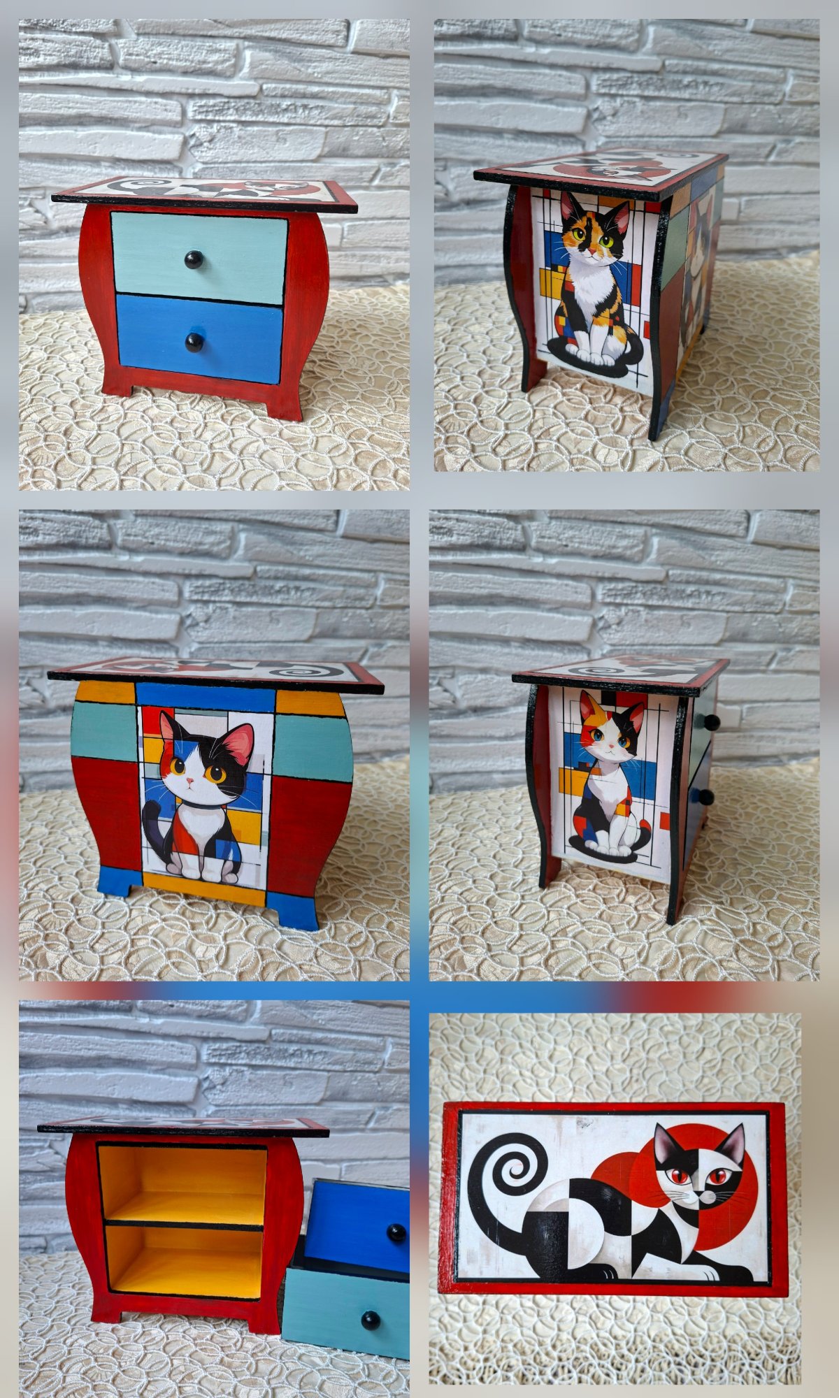 Комодик "коты",выполненный в технике "декупаж " — decor pentru casă lucrat manual, Little Art House / Ceramic & Decoupage