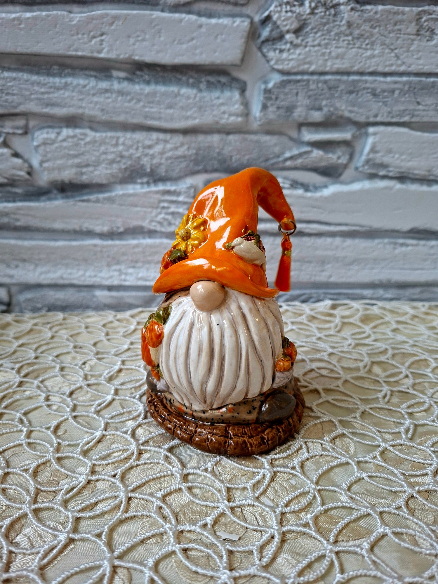 Керамический "Осенний гном" из белой глины — decor din lut lucrat manual, Little Art House  / Ceramic & Decoupage