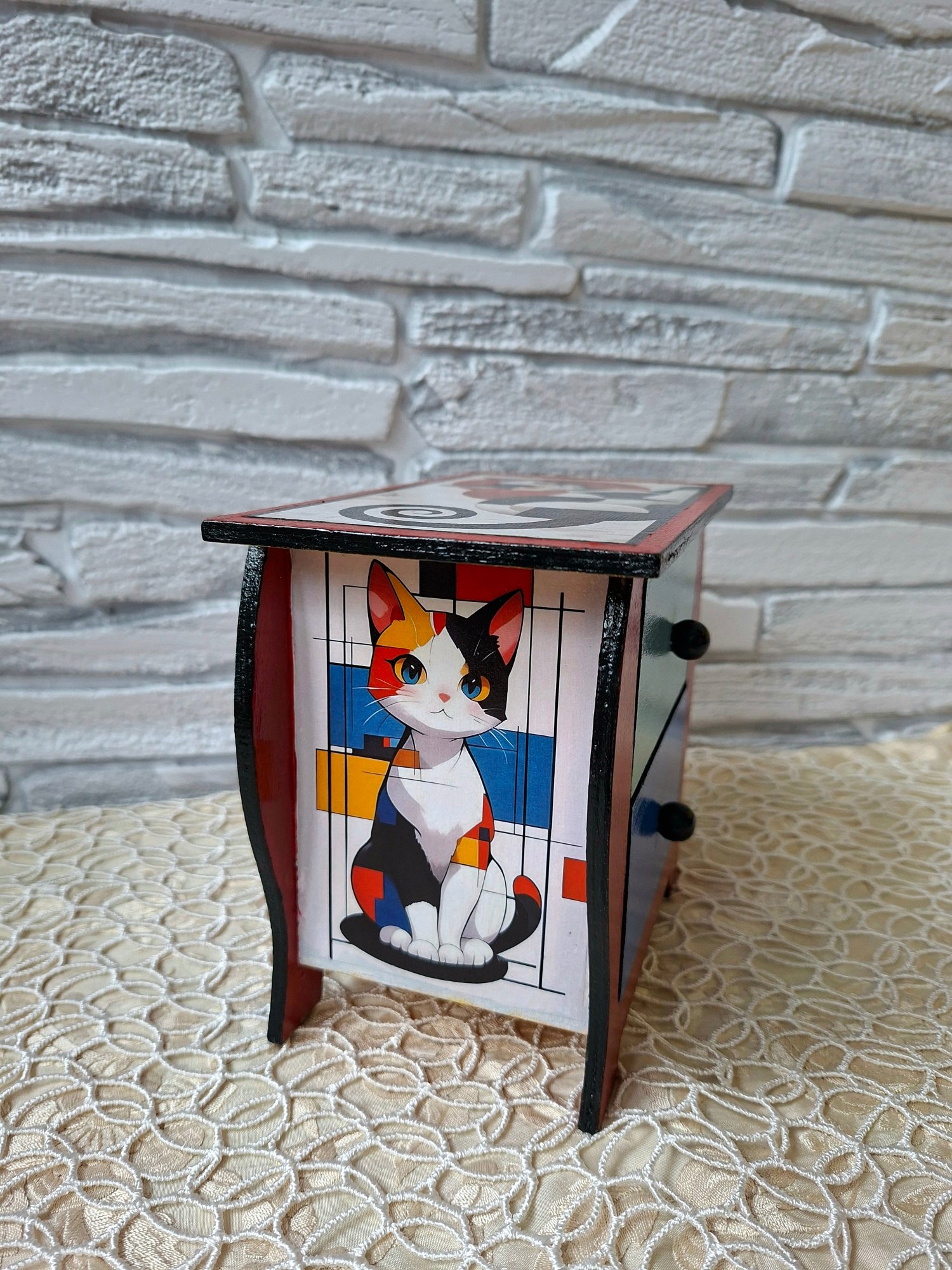 Комодик "коты",выполненный в технике "декупаж " — decor pentru casă lucrat manual, Little Art House  / Ceramic & Decoupage