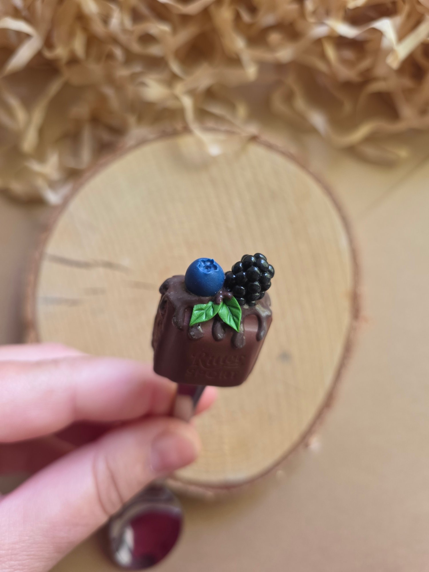 Linguriță cu decor din lut polimeric — lucrat manual, Verona_polymerclay