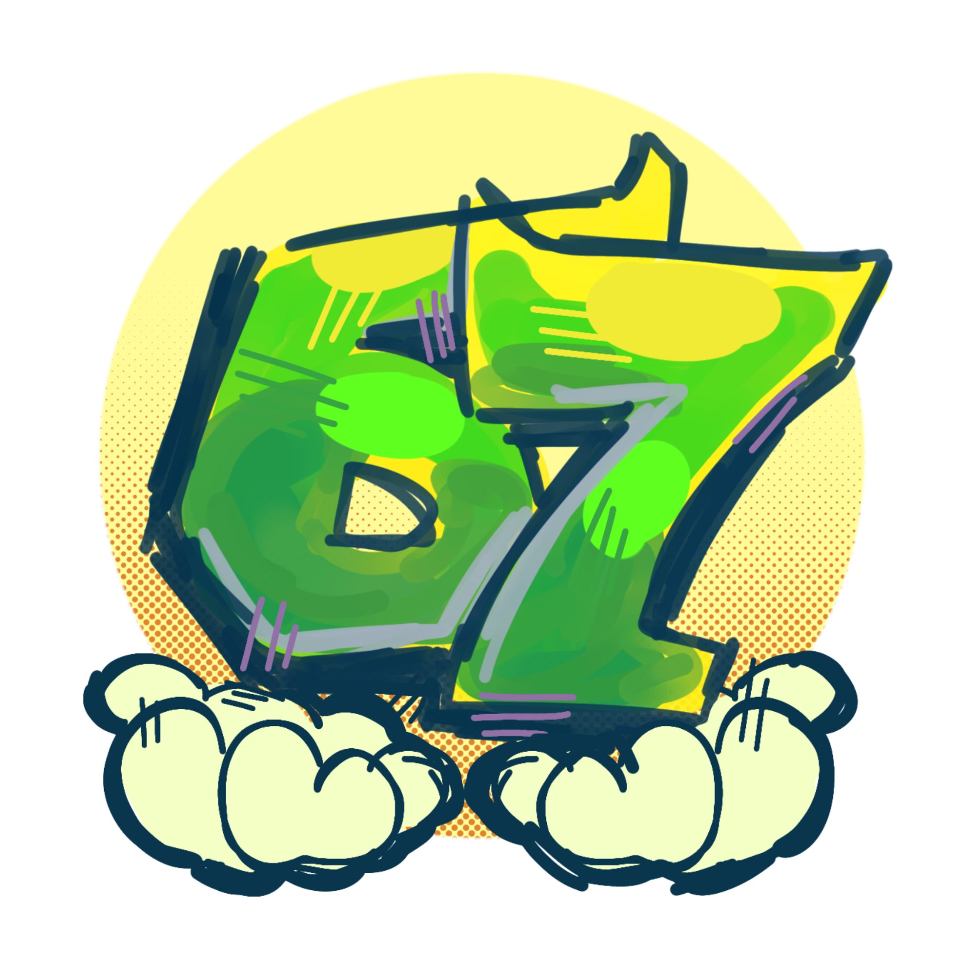 sticker "67" — stickere și autocolante lucrat manual, K3shart