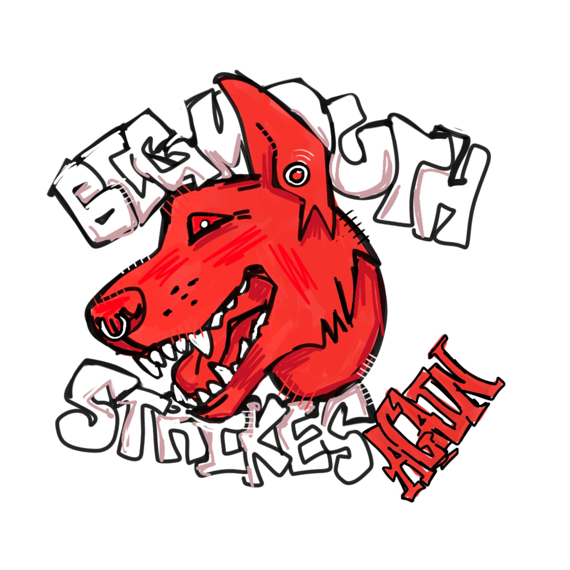 sticker "big-mouth strikes again" — stickere și autocolante lucrat manual, K3shart