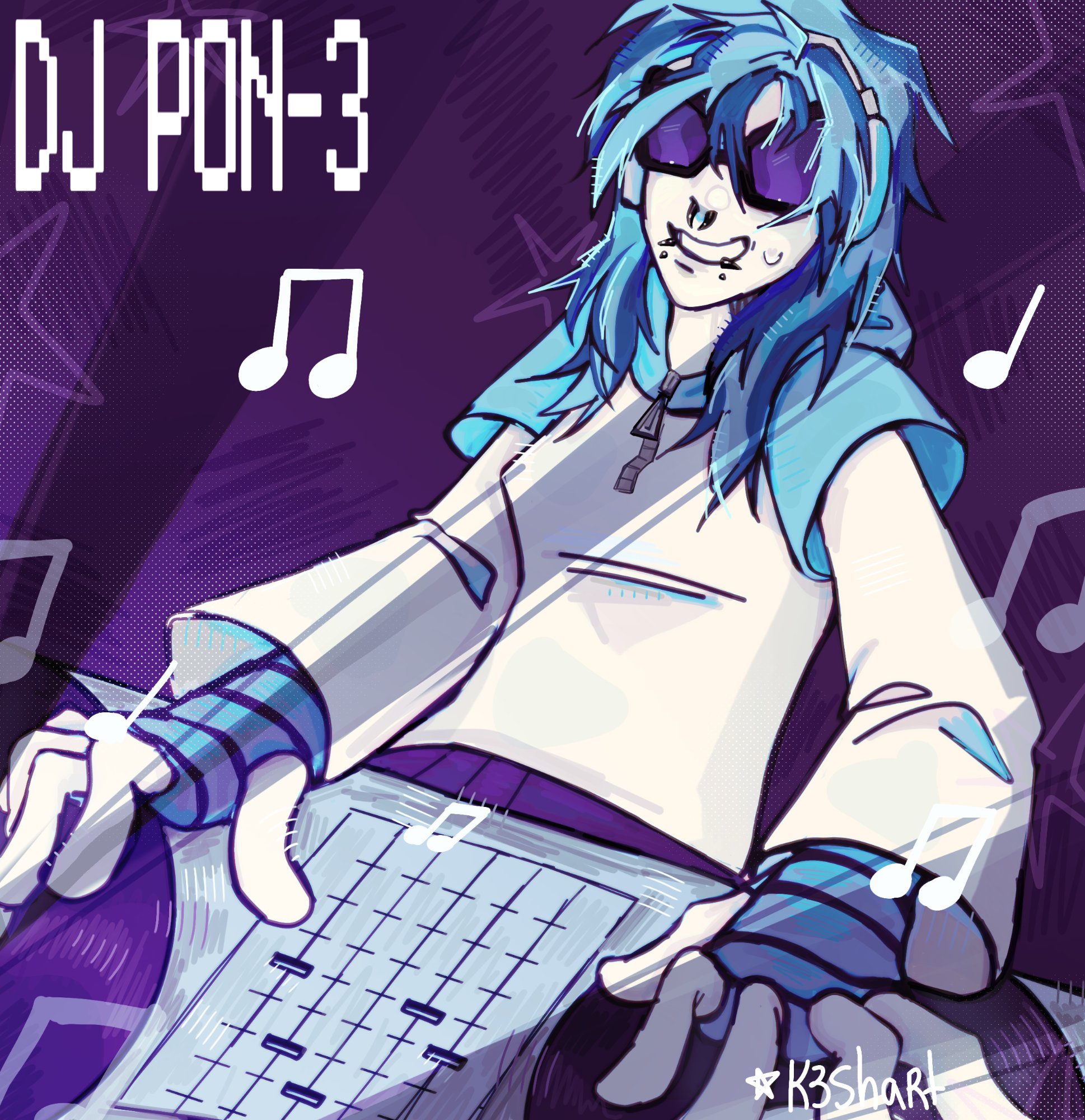 poster "DJ pon-3" — stickere și autocolante lucrat manual, K3shart