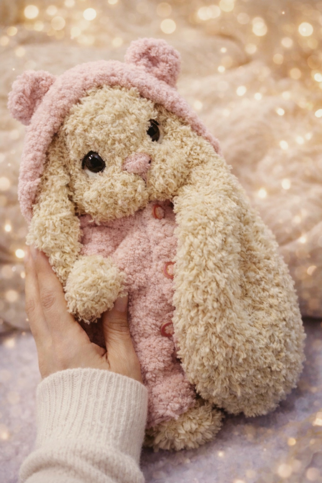 Вязаный плюшевый зайчик — jucării croșetate lucrat manual, Emily Toys